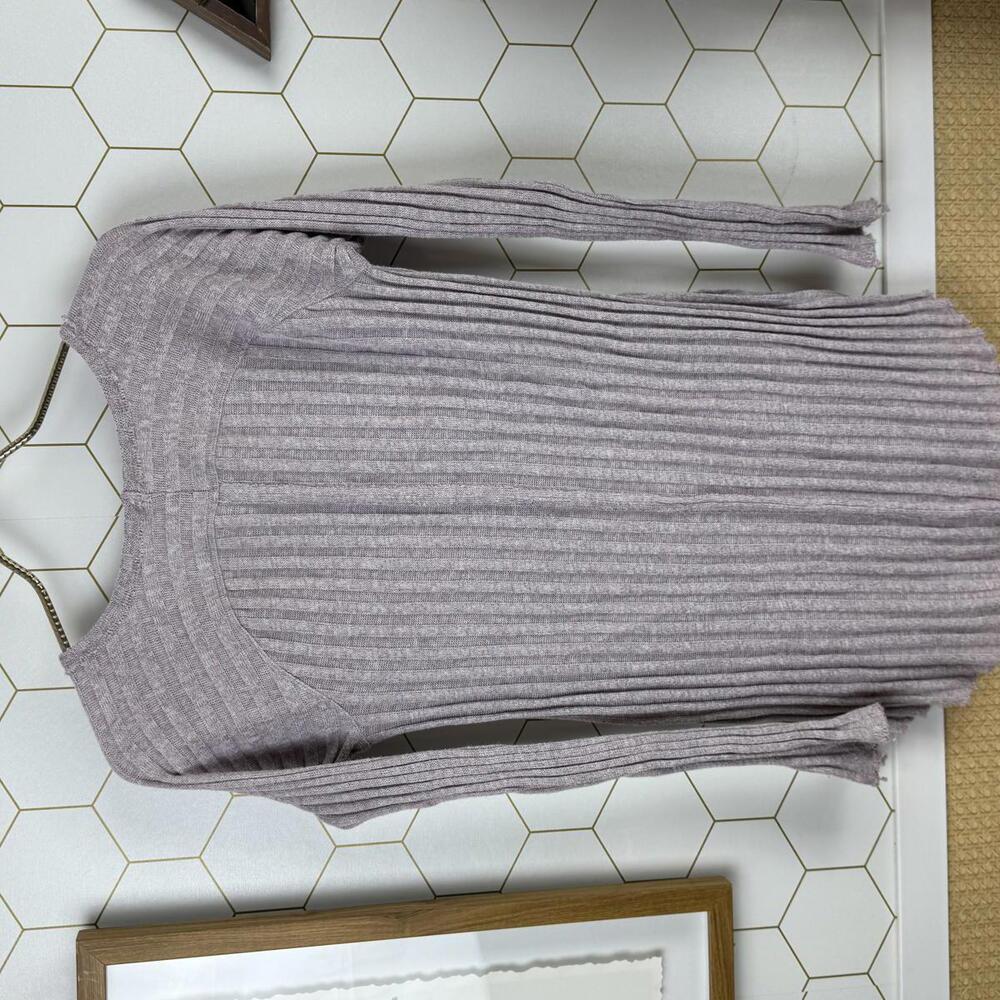 We The Free Lavender V-Neck Long Sleeve Ribbed Tunic Top - Size - Small - Picture 2 of 6
